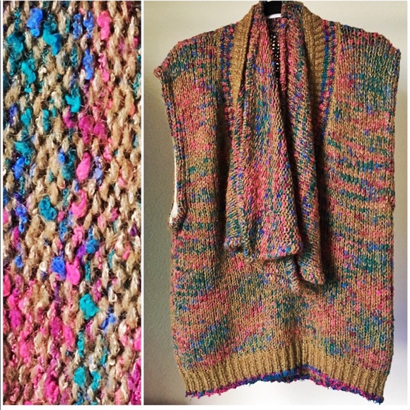 🇺🇸 One of a kind WOOL BLEND DRAPE SWEATER TOP E620 - Picture 3 of 7